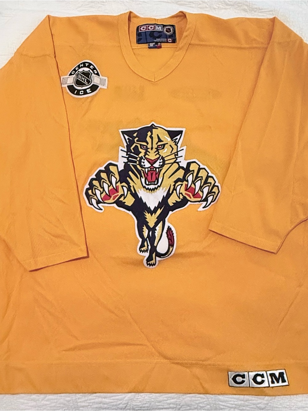 NHL Florida Panthers Gold Center Ice Patch Hockey Jersey